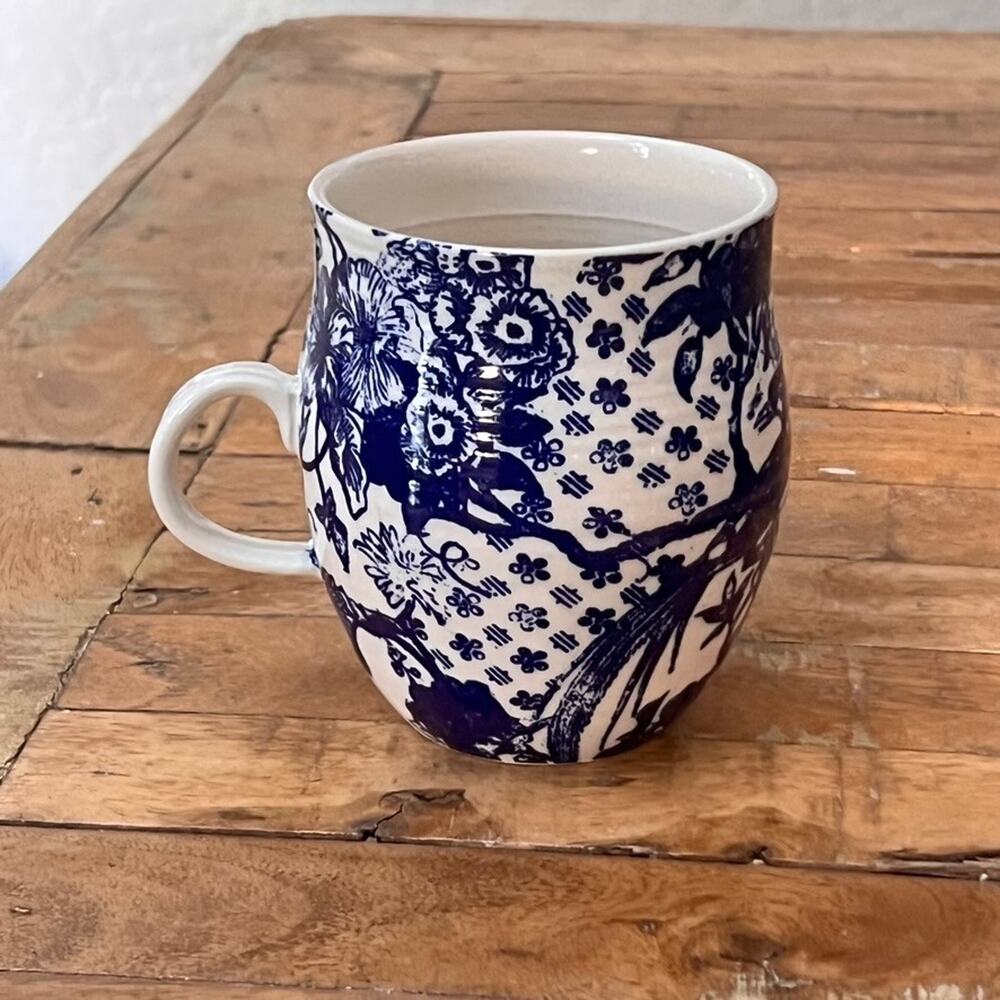 Anthropologie Monogram Coffee Mug 4.4" Boho Floral "K"